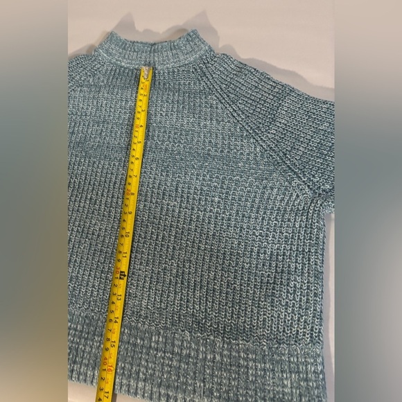 Mock Neck Blue Green Sweater Size Petite XS SKU 22 - Picture 3 of 9